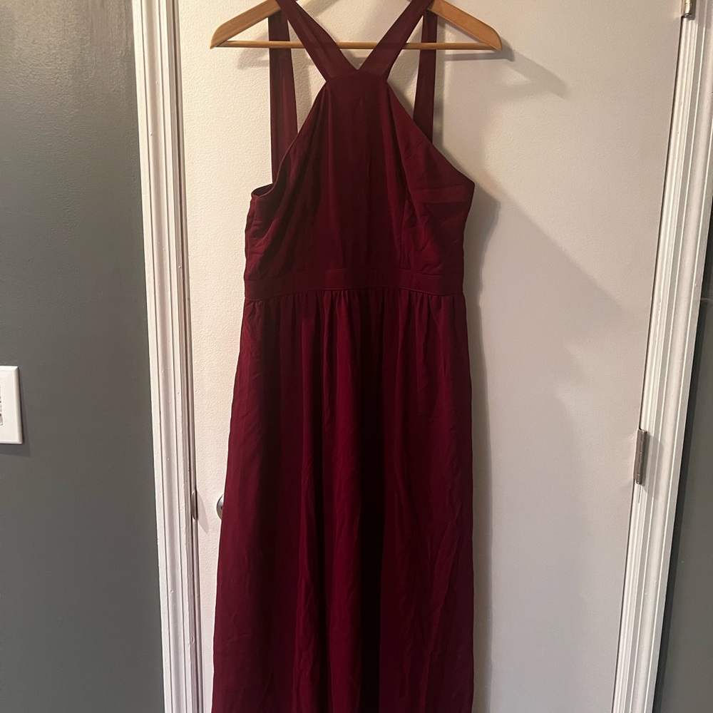 Lulu's Elegant Strapless Wine Dress